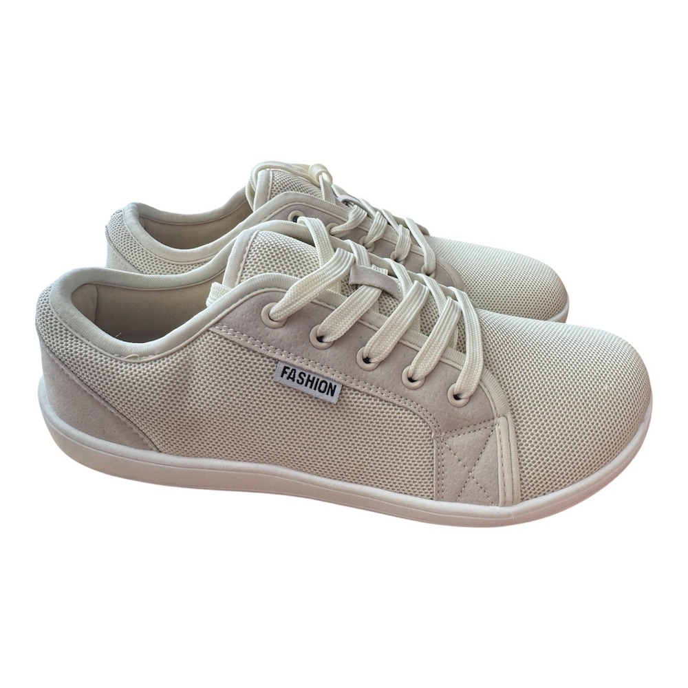 Fashion Women Beige Mesh Low Top Lace Up Sneakers Casual Walking Shoes-Size 10.5